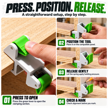 🛠️ SPECIAL OFFER: Woodworking Panel Positioning Clamp – Spring-Loaded Grip, Anti-Slip Pads & Easier Cabinet Fitting ✨