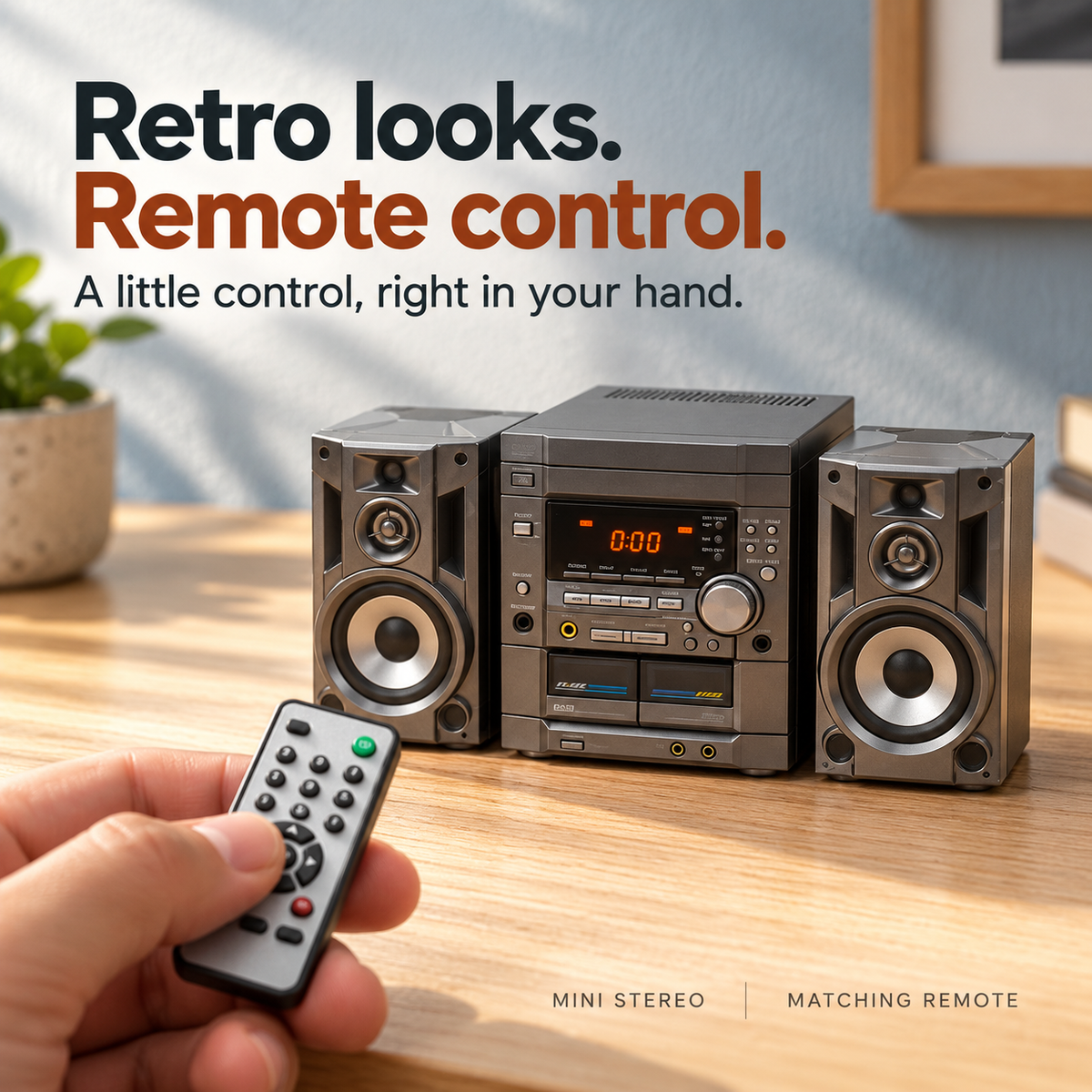 🎵✨ Mini Retro Stereo Sound System – Vintage-Style Audio Player with Dual Speakers, Digital Display & Remote Control | Classic Desktop Music Setup 📻