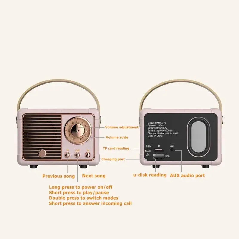 🔥Flash Sale: 50% OFF🎁Portable Retro Bluetooth Speaker with Rechargeable Battery