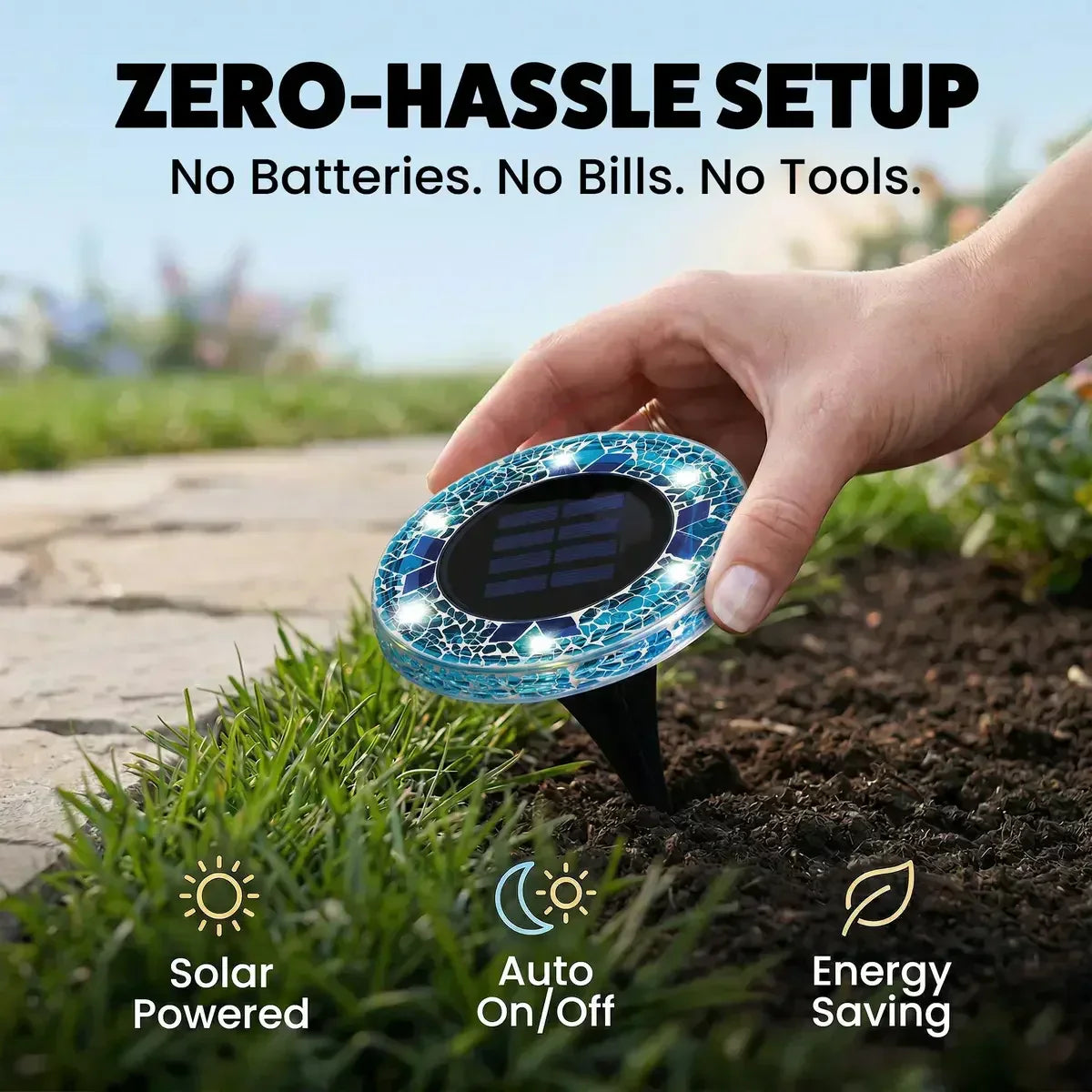 🌙 Glowing Mosaic Solar Garden Lights – Automatic Pathway Glow