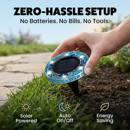 🌙 Glowing Mosaic Solar Garden Lights – Automatic Pathway Glow
