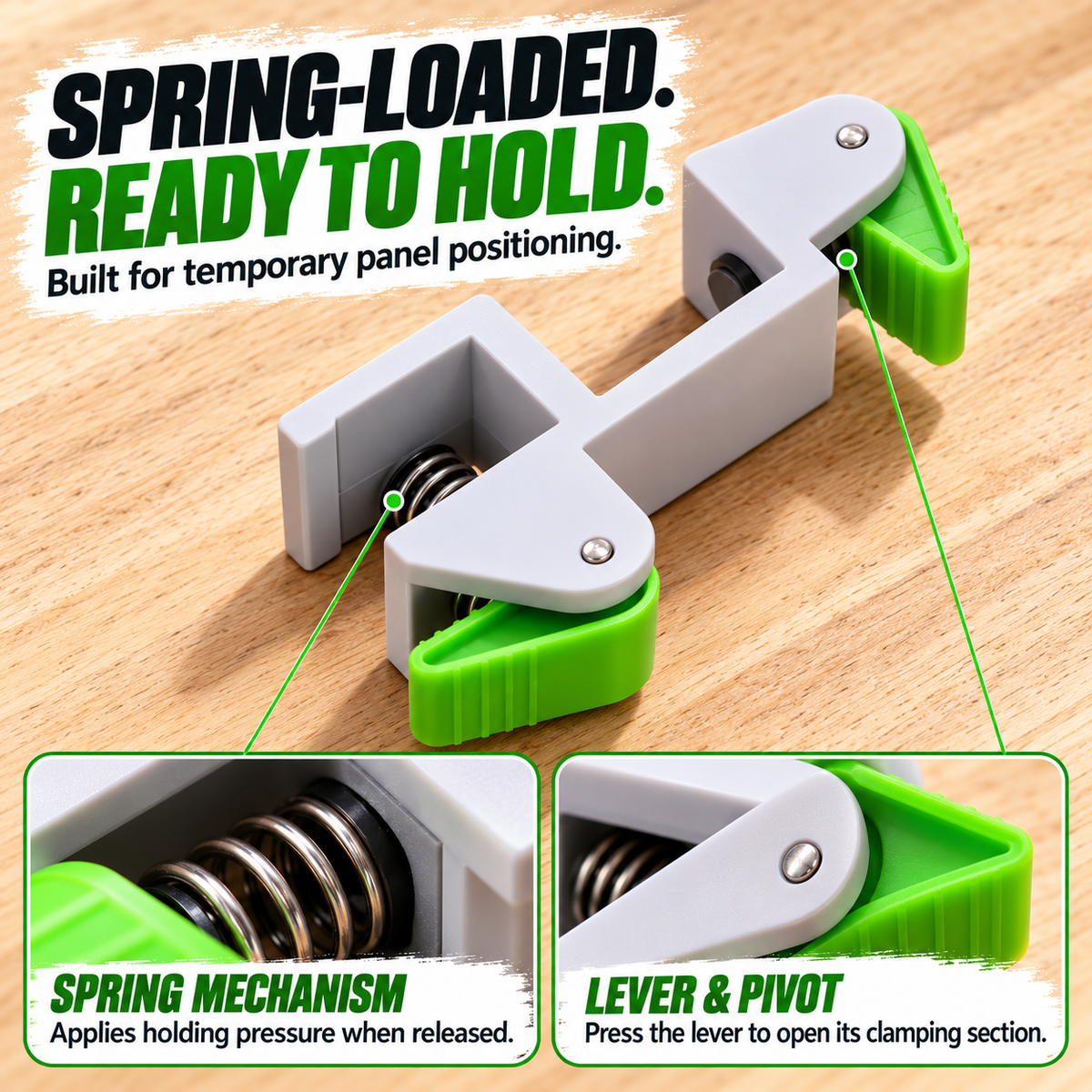 🛠️ SPECIAL OFFER: Woodworking Panel Positioning Clamp – Spring-Loaded Grip, Anti-Slip Pads & Easier Cabinet Fitting ✨