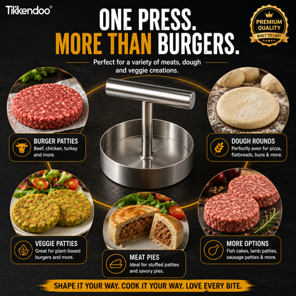BBQ FAVORITE | Manual Burger Patty Press – Uniform Round Patties for Grilling, Meal Prep & Home Cooking