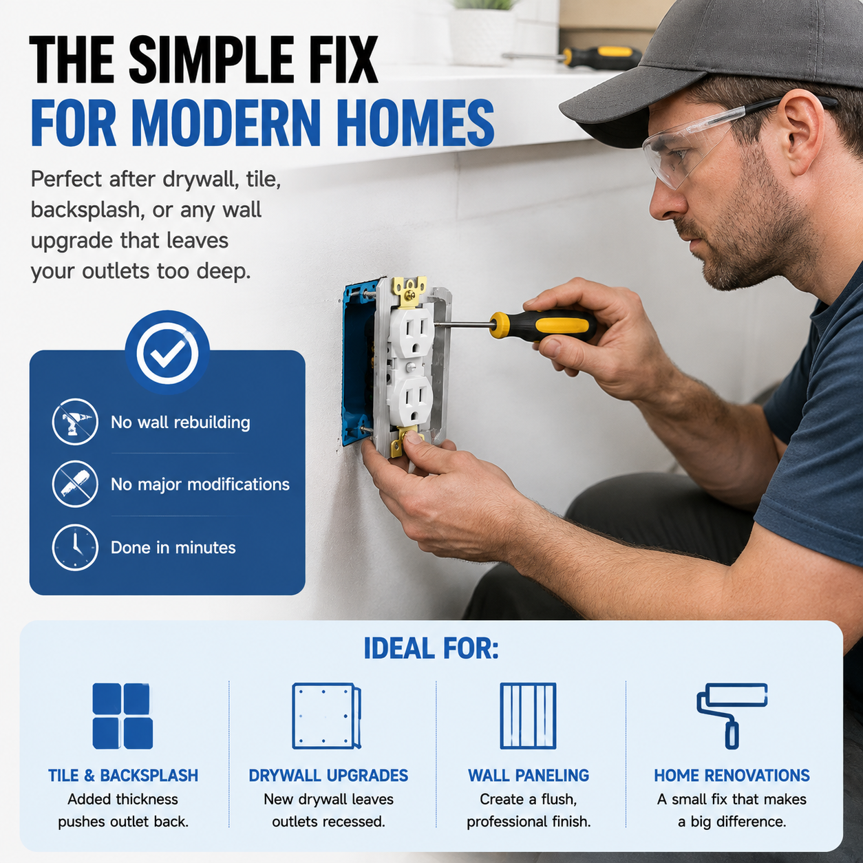 🛠 Outlet Repair Spacers – Easy Fix for Loose, Crooked & Recessed Outlets