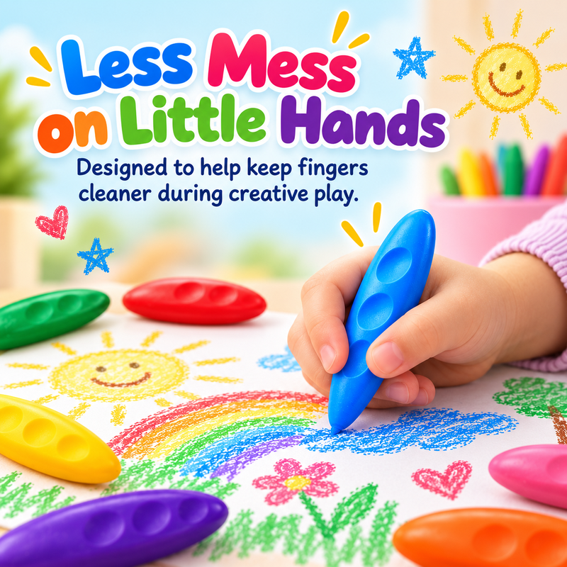🎨 Easy-Grip Washable Peanut Crayons for Kids – 12/24/36 Colors
