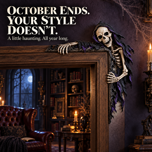 💀 Meet Your New Roommate: No Rent, No Chores, Just Hanging Around Your Doorway – Grim Reaper Corner Decor