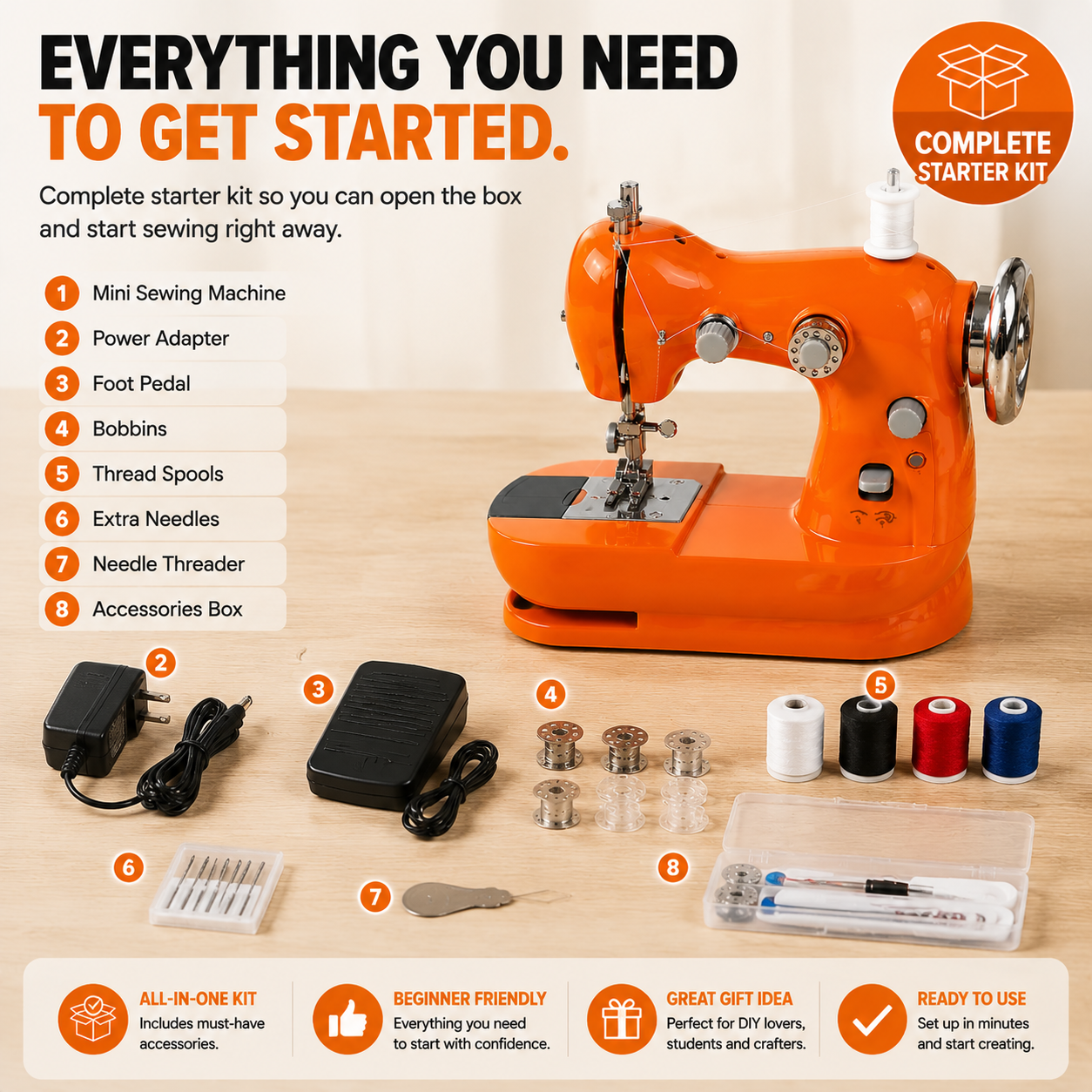 🏠 HOME DIY SALE | Mini Electric Sewing Machine – Compact Sewing Helper for Repairs, Crafts & Creative Projects