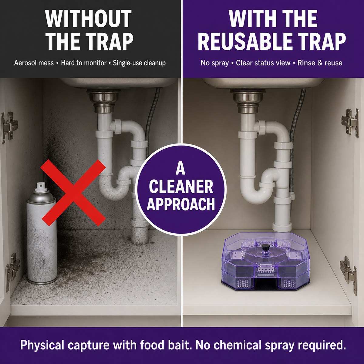 🪳 Reusable No-Spray Roach Trap – 4 One-Way Entrances