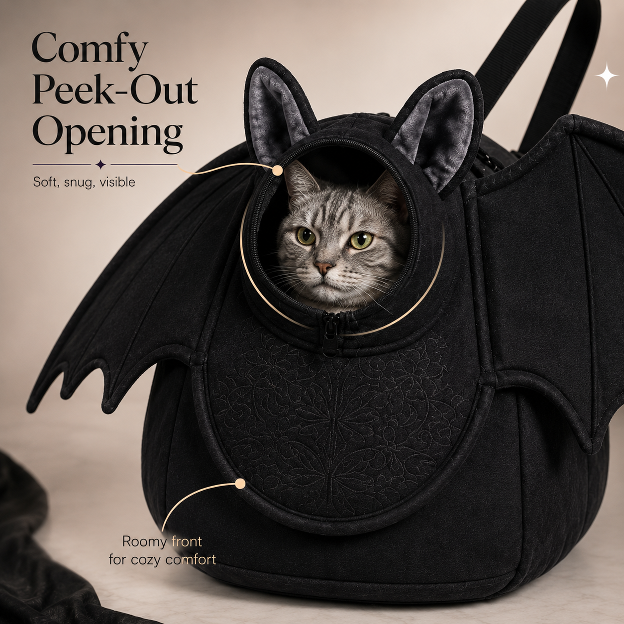 🦇 Batwing Cat Carrier Bag – Cozy, Stylish & Perfect for Every Cat 🐾