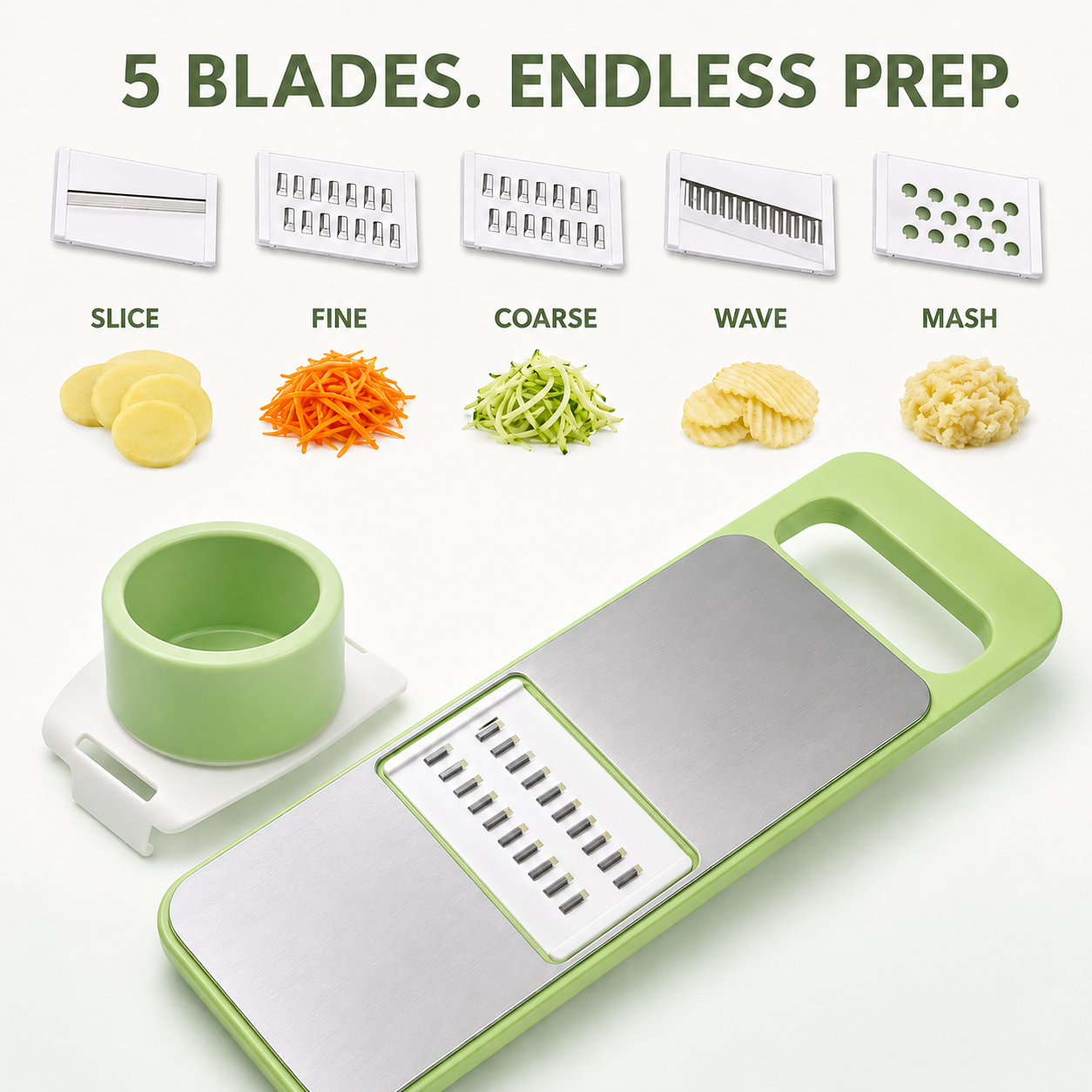 🥕Multi-shaped slicer with adjustable stainless steel blades
