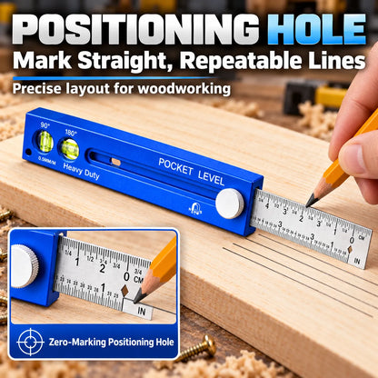 📏Multifunction Measuring Gauge & Level — Measure, Align & Mark with Precision!