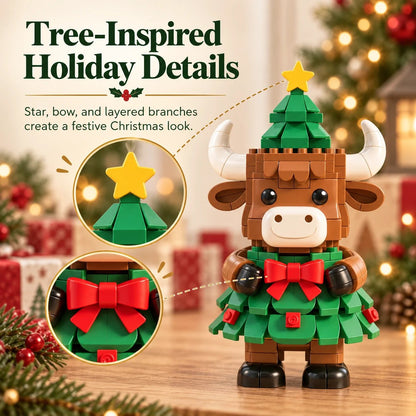 🐮 Christmas Tree Highland Cow Building Set – Cute DIY Holiday Decor & Gift