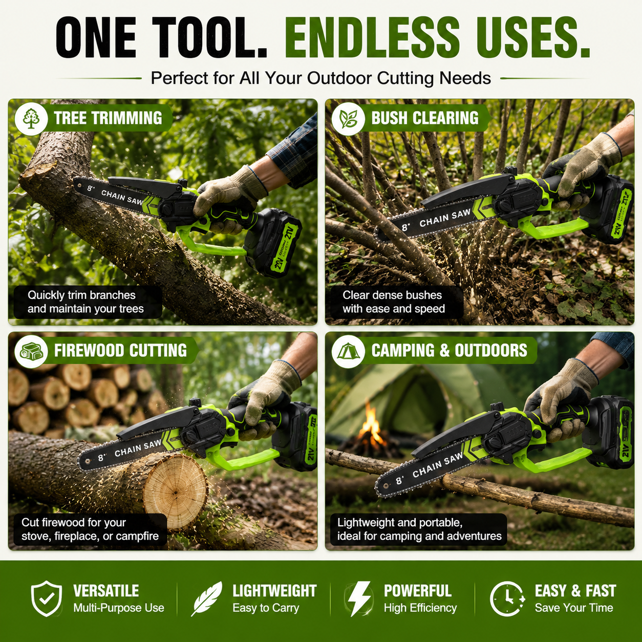 🔋 8-Inch Portable Electric Chainsaw for Tree Trimming & DIY  URL Handle