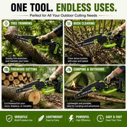 🔋 8-Inch Portable Electric Chainsaw for Tree Trimming & DIY  URL Handle