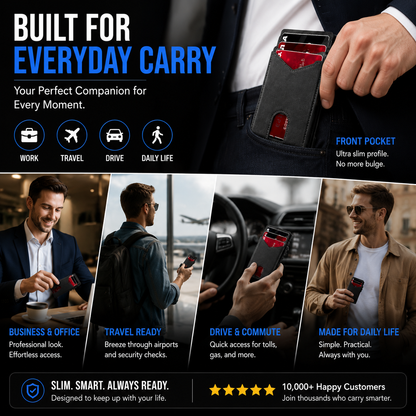 🔐 RFID Blocking Minimalist Pop-Up Wallet | One-Second Card Eject Design & Ultra Slim Pocket Wallet