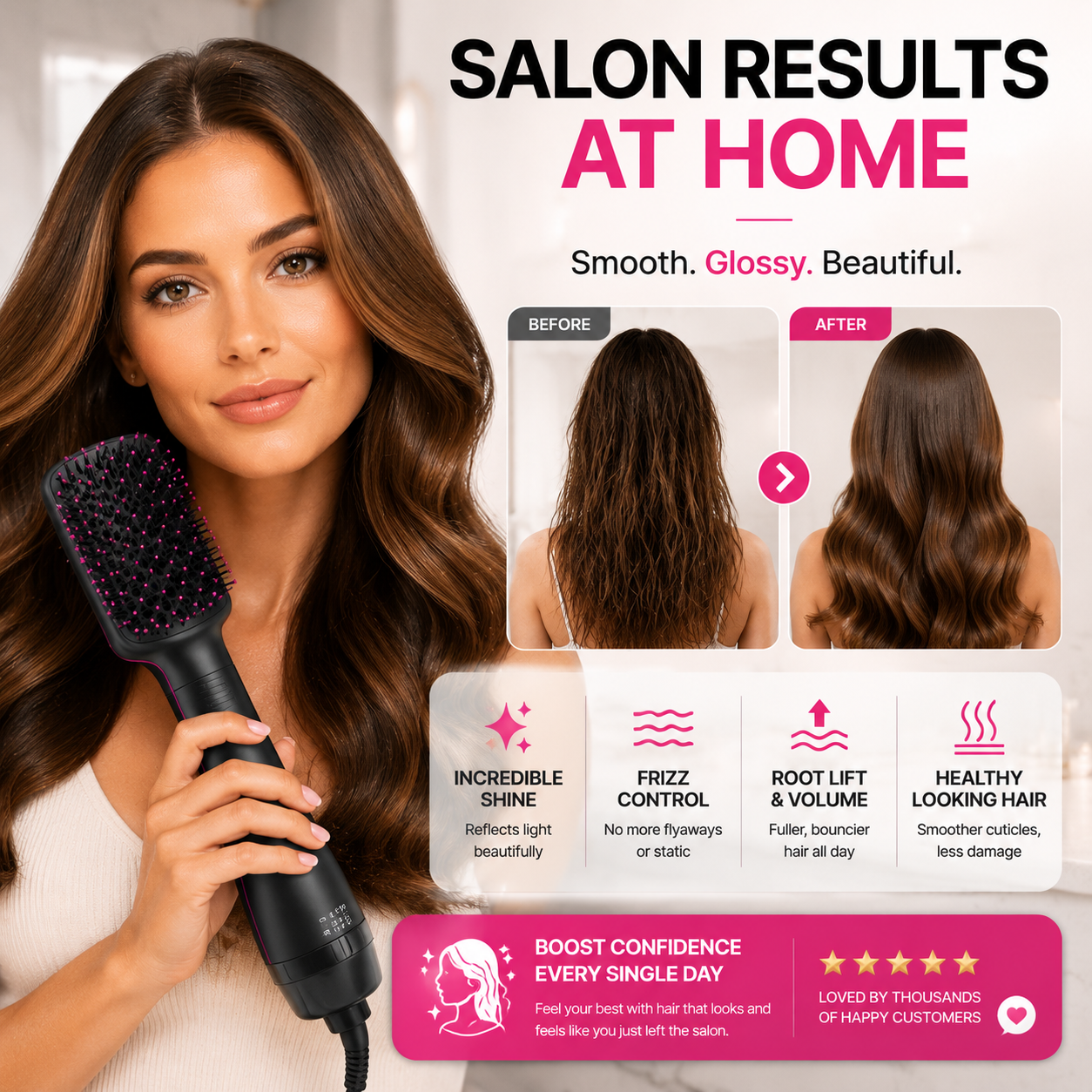 2-in-1 Hot Air Hair Styler Brush – Salon Blowout Volume & Frizz Control Tool