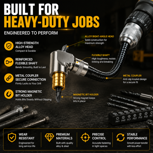 🔧 Flexible 90° Drill Adapter – Reach Screws Your Drill Can’t