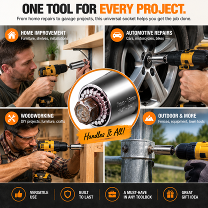 ⚙️ 2-Piece Self-Adjusting Universal Socket Set – For Nuts, Bolts, Hooks & Everyday Fixes