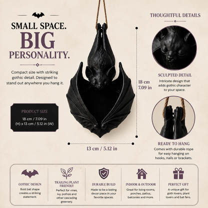 🦇 HOT SALE | Gothic Bat Hanging Planter – Unique Indoor & Outdoor Plant Decor