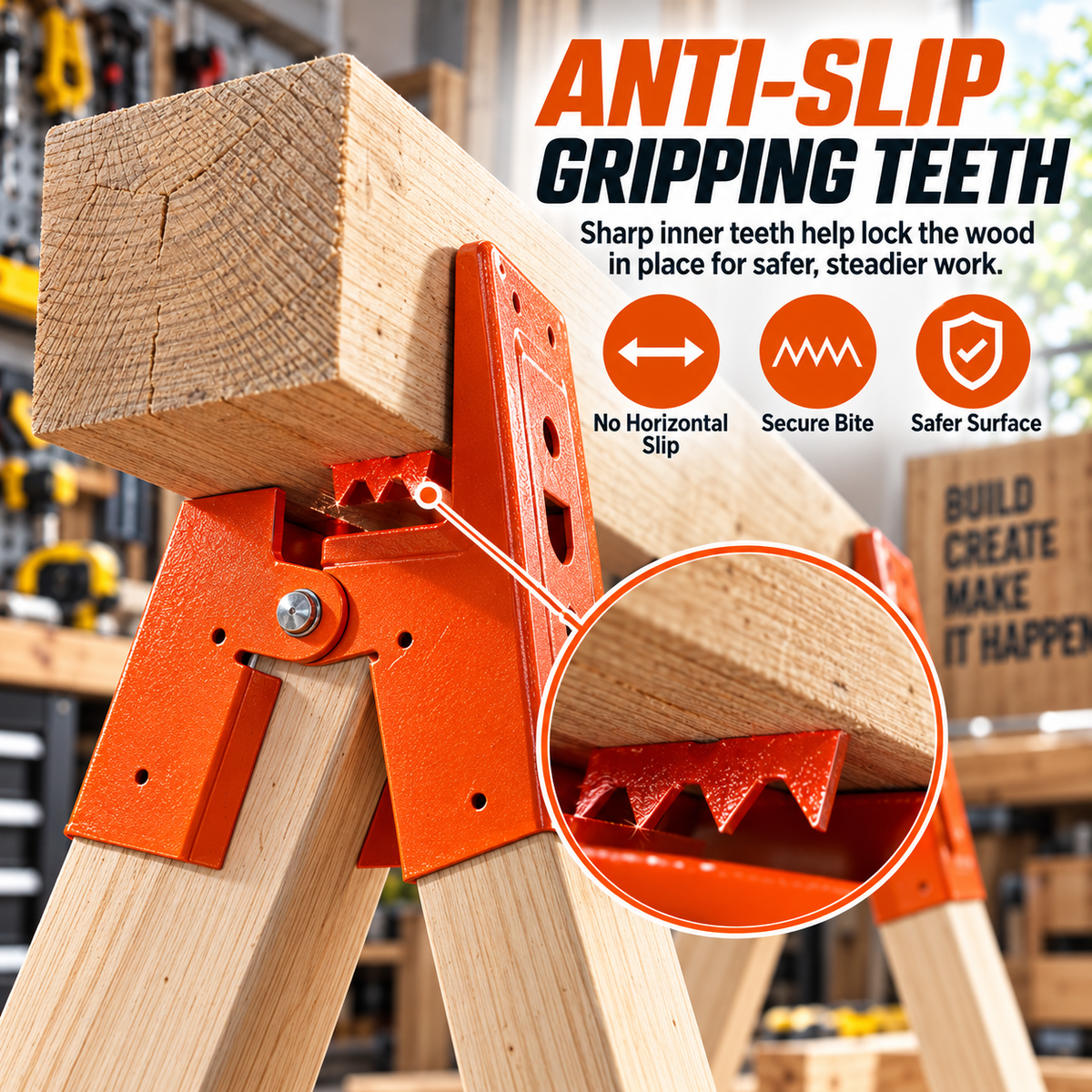 🛠️2PCS Heavy Duty Sawhorse Brackets with Clamp