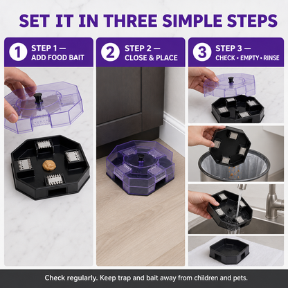 🪳 Reusable No-Spray Roach Trap – 4 One-Way Entrances
