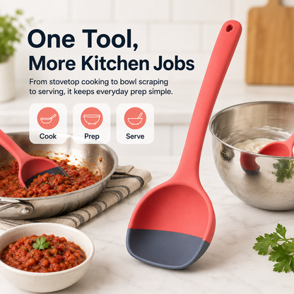 🥄 2-in-1 Silicone Scoop & Scraper Spoon – Multi-Purpose Cooking & Serving Utensil