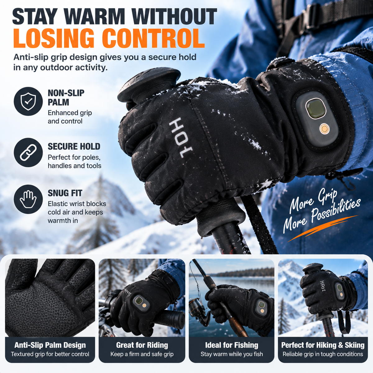 🔥2026 HOT SALE | Rechargeable Heated Gloves – Touchscreen Winter Gloves with Adjustable Heat for Skiing, Hiking & Outdoor Use