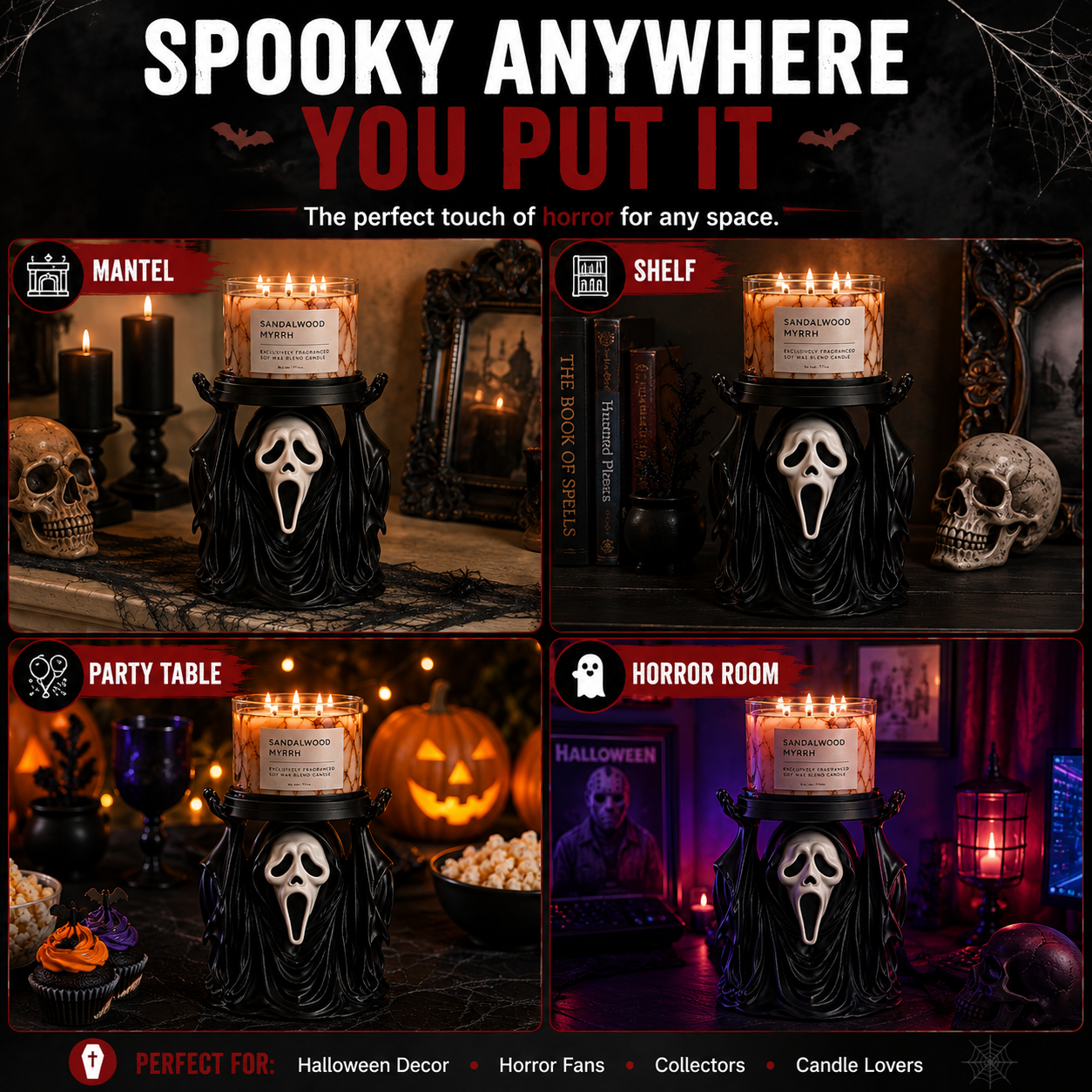 🖤Halloween Ghost Candle Holder – Unique Horror Gift for Candle Lovers & Spooky Decor Fans