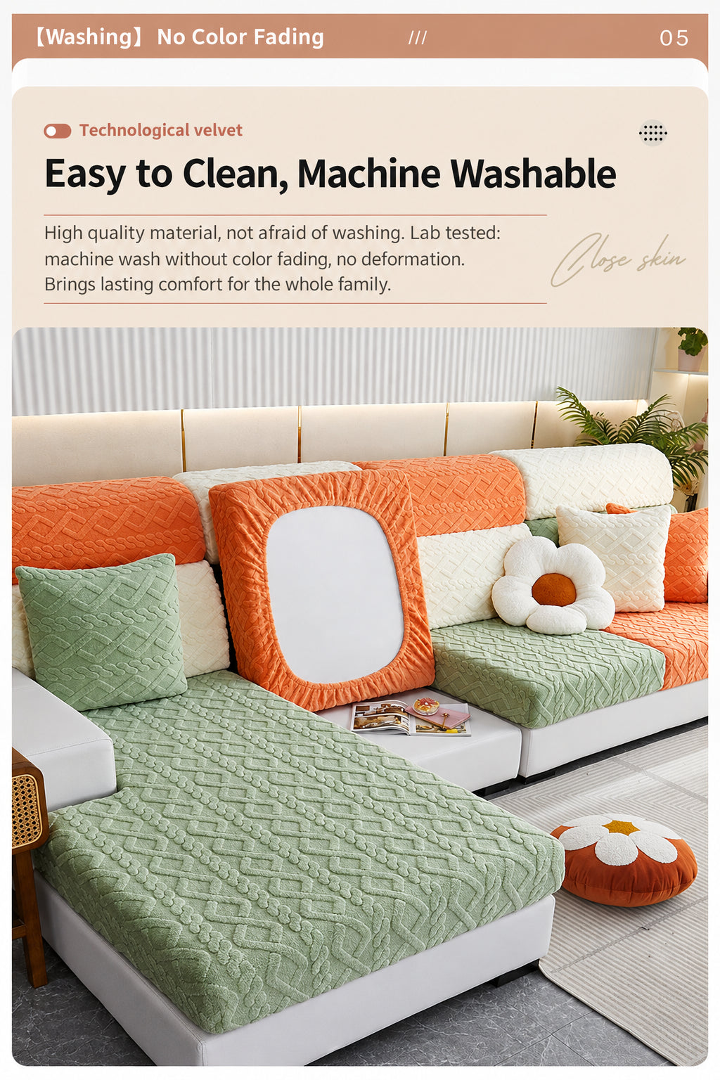 Cozy Plush Stretch Sofa Cover – Soft, Non-Slip & Washable