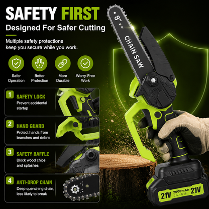 🔋 8-Inch Portable Electric Chainsaw for Tree Trimming & DIY  URL Handle