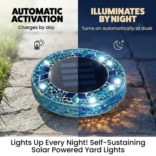 🌙 Glowing Mosaic Solar Garden Lights – Automatic Pathway Glow