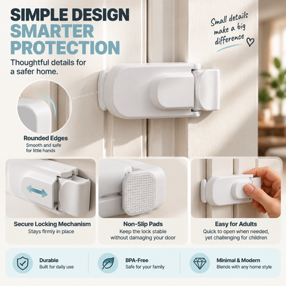 👶 High-Mount Toddler Door Safety Lock – Tool-Free Interior Door Childproofing