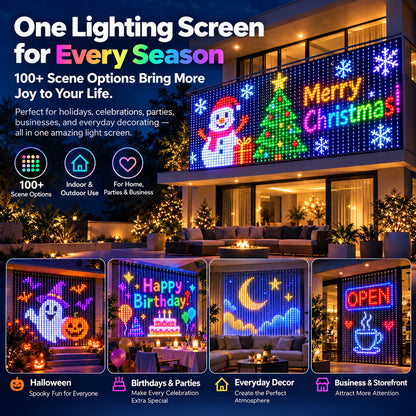 🌈📱Turn Your Balcony Into A Giant LED Light Show! 🎄 Smart Animated Mesh Screen 🎆