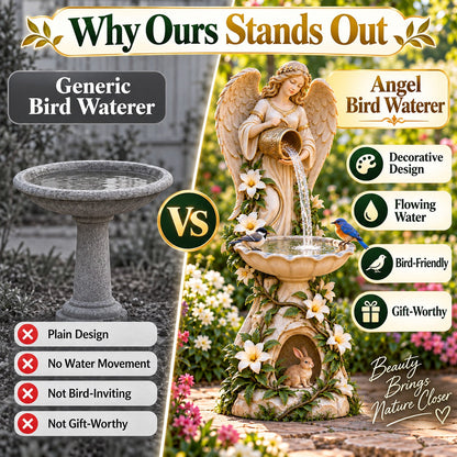 🪽 Solar Angel Bird Bath with Cascading Lights – Outdoor Garden Decoration