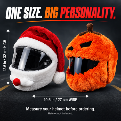 🎅🎃 Festive Plush Motorcycle Helmet Cover – Santa & Pumpkin