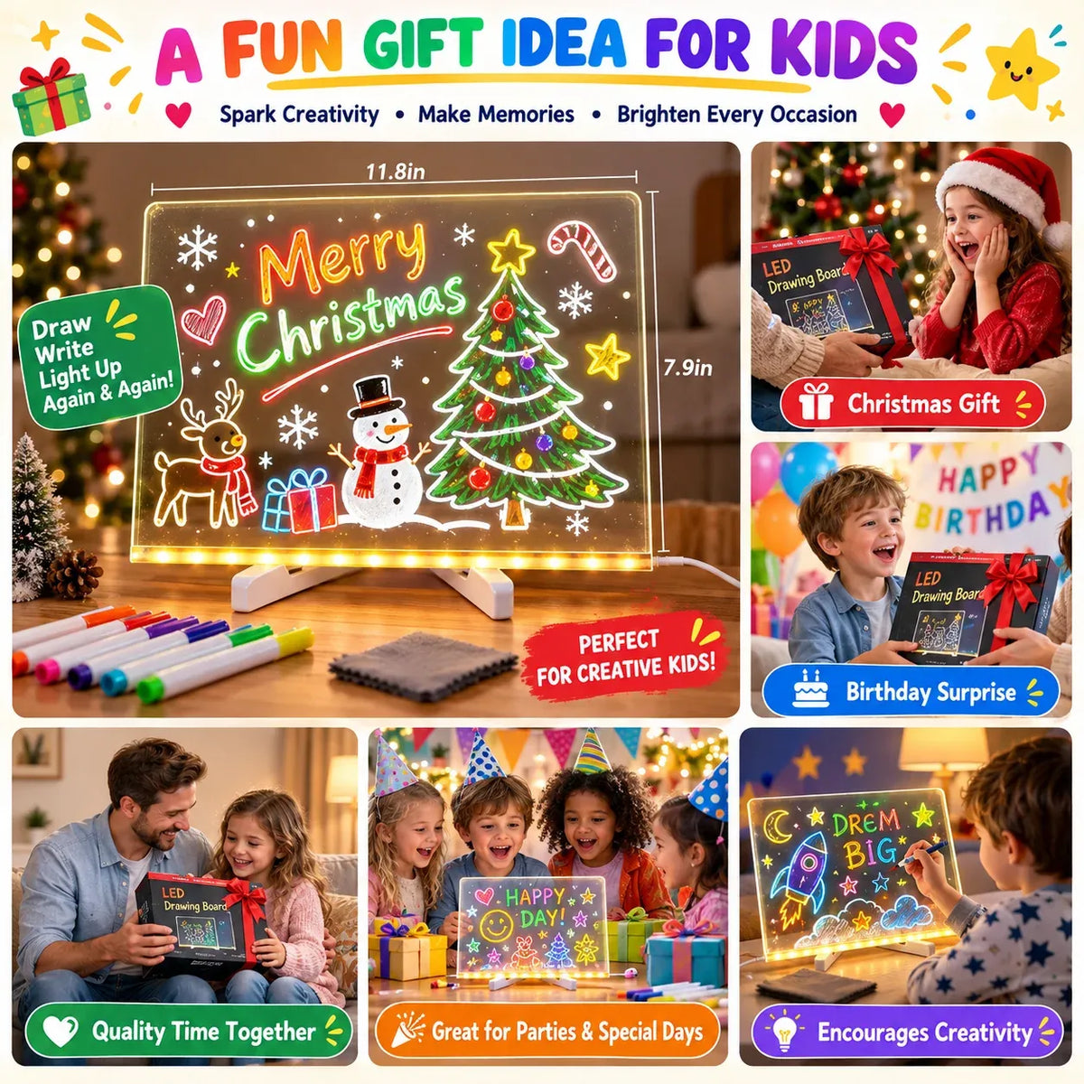 ✨ Reusable Acrylic LED Message Board – Write, Glow & Create