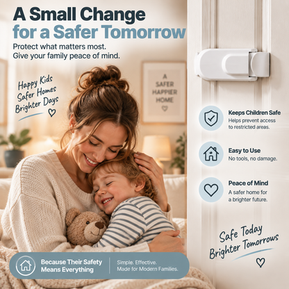 👶 High-Mount Toddler Door Safety Lock – Tool-Free Interior Door Childproofing