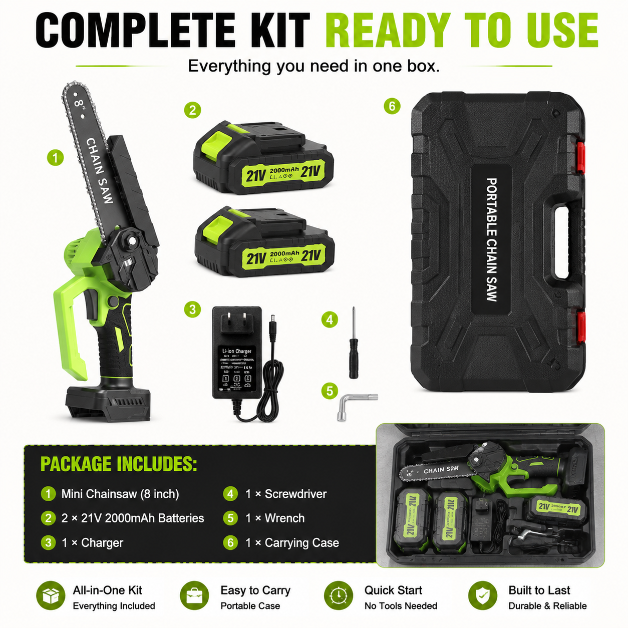 🔋 8-Inch Portable Electric Chainsaw for Tree Trimming & DIY  URL Handle