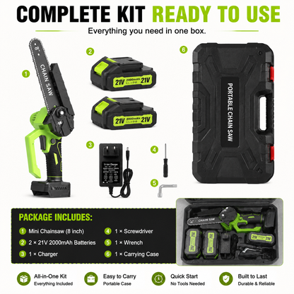 🔋 8-Inch Portable Electric Chainsaw for Tree Trimming & DIY  URL Handle