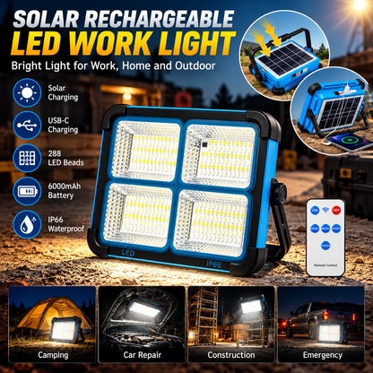 Solar Rechargeable 6000mA LED Work Light