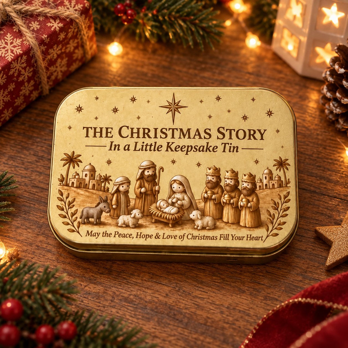 ✨ Mini Nativity Keepsake Tin – Compact Christmas Scene