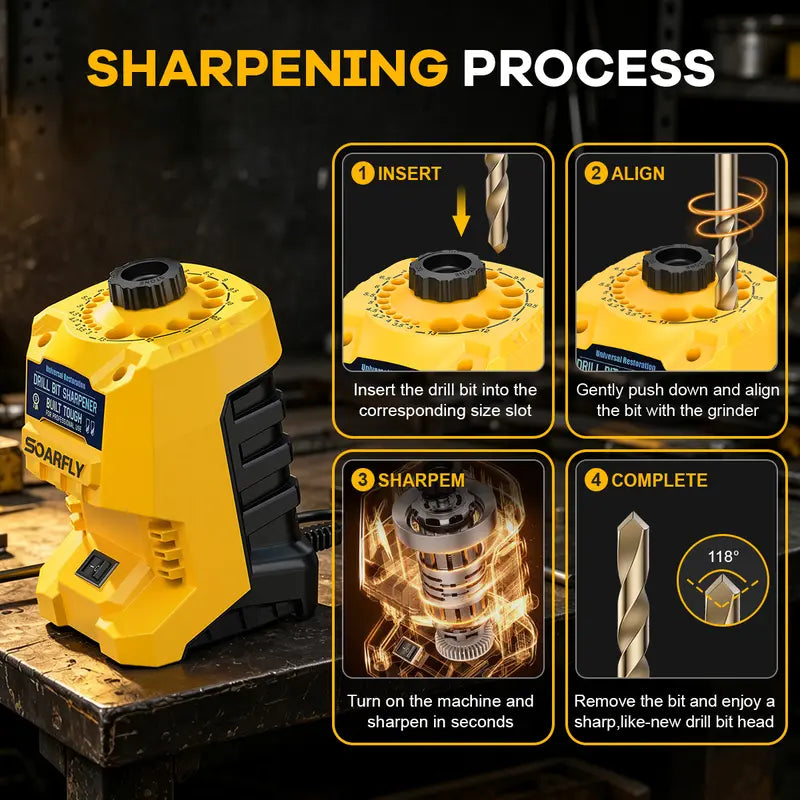 ⚒️Electric Drill Bit Sharpener for 3–13 mm HSS & Carbon-Steel Bits