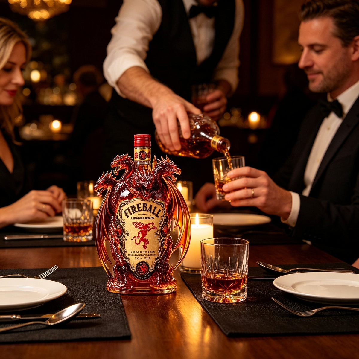 🐉 Dragon Sculpted Collector Bottle – Amber Home Bar Display