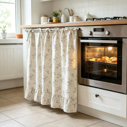 ✨2026 Farmhouse-Style Stove Curtain, Gingham Grid Ruffle-Edge Tier Curtains