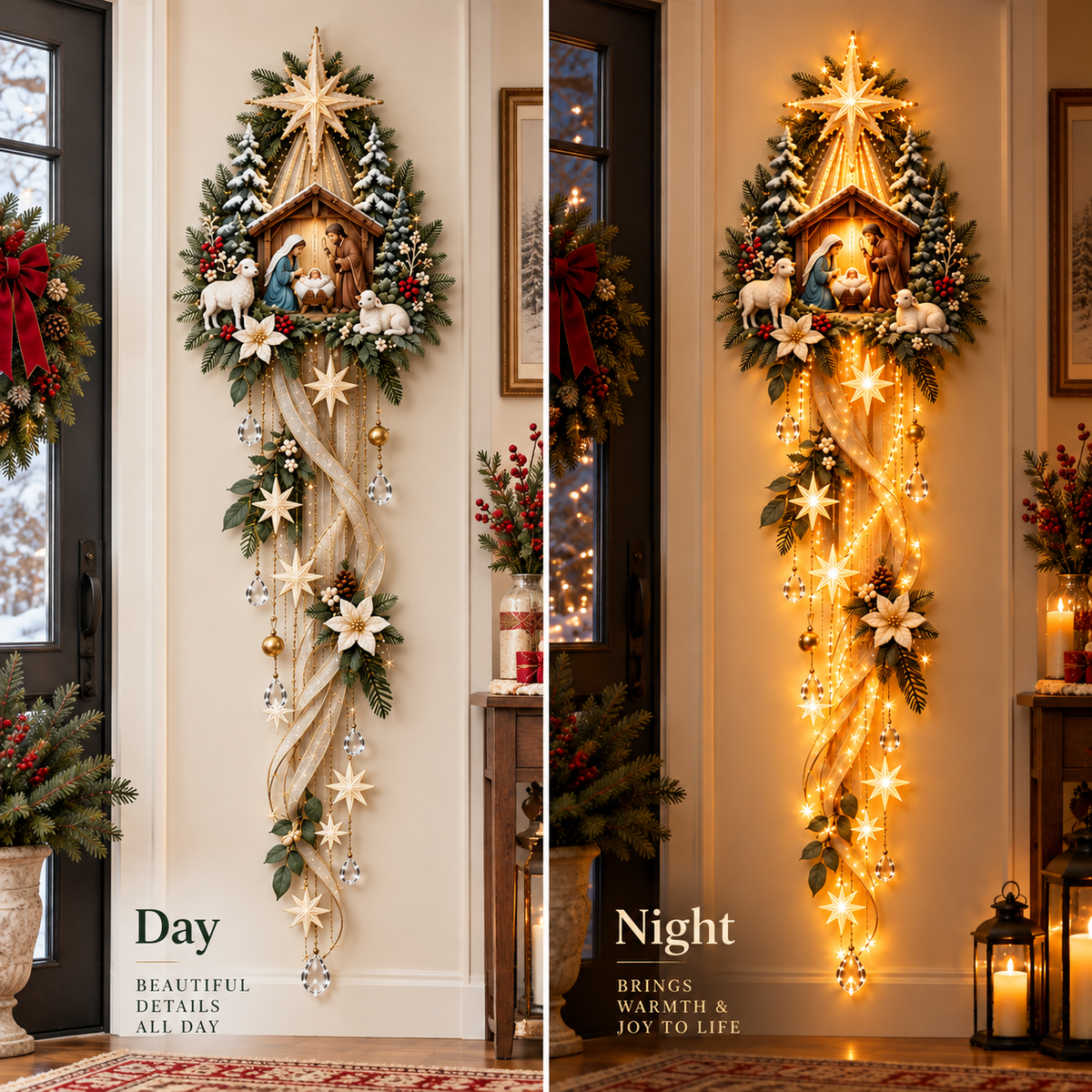 🌟 Nativity Starfall Wall Light – A Meaningful Christmas Glow