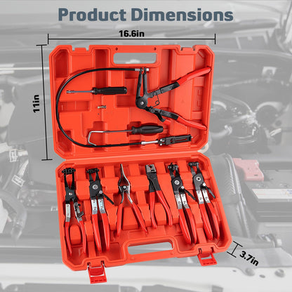 🔧 9-Piece Hose Clamp Pliers Kit – Reach Tight Spaces With Ease