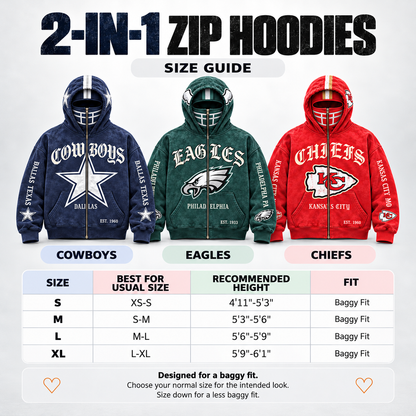 🏈 2-in-1 Football Full-Zip Hoodie for Men & Women – Helmet-Style Zip Hood, Oversized Fit, Long Sleeve Game Day Pullover Jacket for Football Fans 🏆