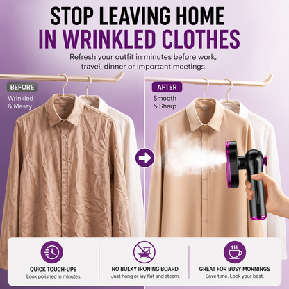 👔2-in-1 Portable Garment Steamer-Refresh Clothes in Minutes