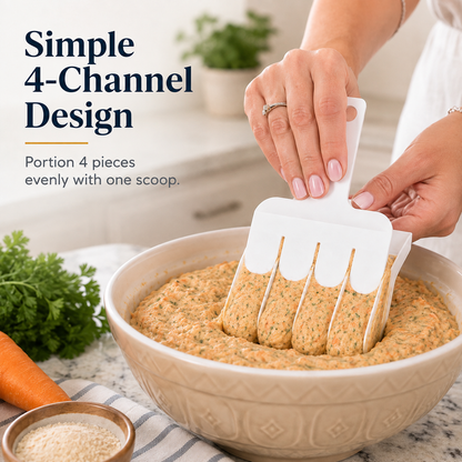 🍽️ 4-Channel Quick Portioning Scoop – Make 4 Perfect Bites at Once