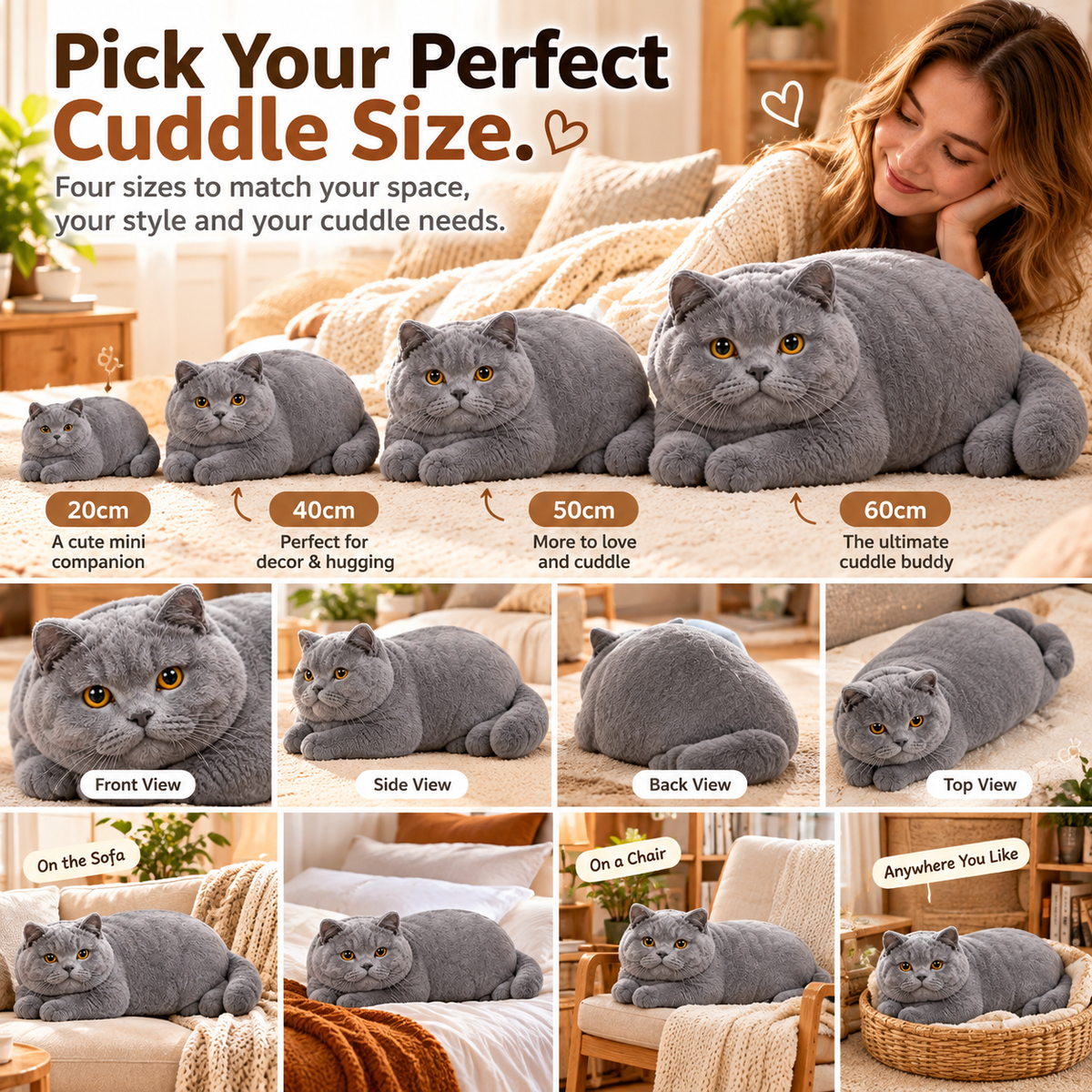 🐱 Lifelike British Shorthair Cat Plush Pillow – So Realistic, You’ll Look Twice